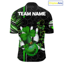 Load image into Gallery viewer, Black and Green Camo Bowling shirts for Men Custom St Patrick Shamrock Lucky Team bowling Jersey NQS11671