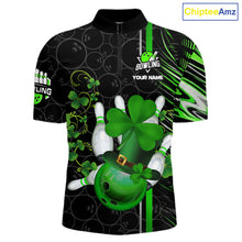 Load image into Gallery viewer, Black and Green Camo Bowling shirts for Men Custom St Patrick Shamrock Lucky Team bowling Jersey NQS11671