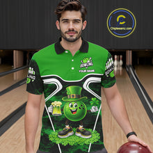 Load image into Gallery viewer, Funny Bowling and Beer Green Shamrock Bowling shirts for Men Custom St Patrick Team bowling Jerseys NQS11672