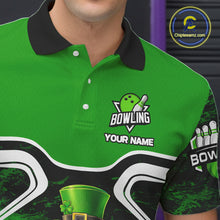 Load image into Gallery viewer, Funny Bowling and Beer Green Shamrock Bowling shirts for Men Custom St Patrick Team bowling Jerseys NQS11672