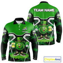Load image into Gallery viewer, Funny Bowling and Beer Green Shamrock Bowling shirts for Men Custom St Patrick Team bowling Jerseys NQS11672