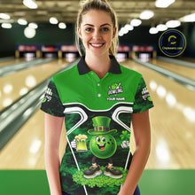 Load image into Gallery viewer, Funny Bowling and Beer Green Shamrock Bowling shirts for Women Custom St Patrick Team bowling Jerseys NQS11672