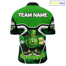 Load image into Gallery viewer, Funny Bowling and Beer Green Shamrock Bowling shirts for Men Custom St Patrick Team bowling Jerseys NQS11672
