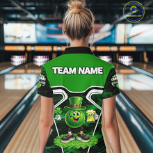 Load image into Gallery viewer, Funny Bowling and Beer Green Shamrock Bowling shirts for Women Custom St Patrick Team bowling Jerseys NQS11672