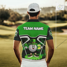 Load image into Gallery viewer, Funny Golf and Beer Green Shamrock Golf shirts for Men Custom St Patrick Team Men's Golf Jerseys NQS11673