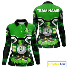 Load image into Gallery viewer, Funny Golf and Beer Green Shamrock Golf shirts for Women Custom St Patrick Team Ladies Golf Jerseys NQS11673
