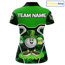 Load image into Gallery viewer, Funny Golf and Beer Green Shamrock Golf shirts for Women Custom St Patrick Team Ladies Golf Jerseys NQS11673