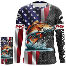 Load image into Gallery viewer, American Flag redfish Fishing Custom long sleeve Fishing Shirts for men personalized Fishing jerseys NQS4957