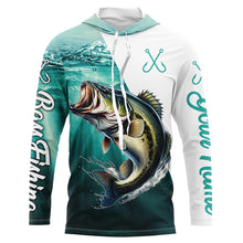 Load image into Gallery viewer, Largemouth Bass Fishing Custom Name green sun protection fishing shirts NQS3484