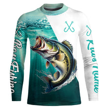 Load image into Gallery viewer, Largemouth Bass Fishing Custom Name green sun protection fishing shirts NQS3484