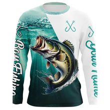 Load image into Gallery viewer, Largemouth Bass Fishing Custom Name green sun protection fishing shirts NQS3484