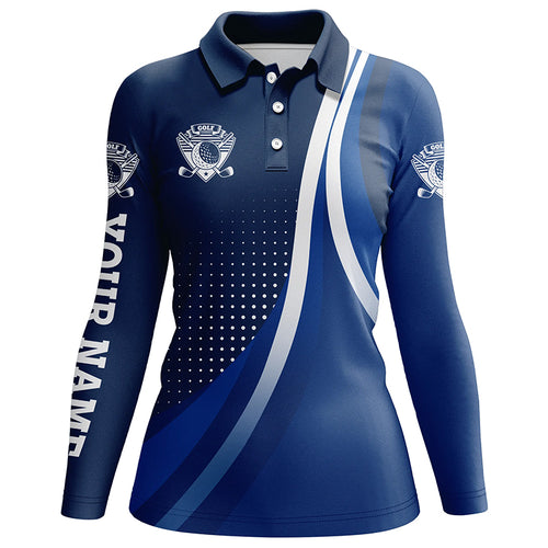 Womens golf polo shirts custom name ladies golf clothing, personalized team golf tops for women | Blue NQS5775