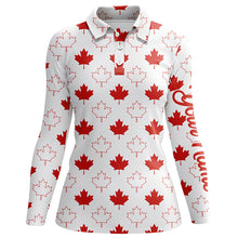 Load image into Gallery viewer, Women golf polo shirt Red Canada maple leaf pattern custom team golf polo shirts, ladies golf tops NQS5778