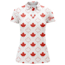 Load image into Gallery viewer, Women golf polo shirt Red Canada maple leaf pattern custom team golf polo shirts, ladies golf tops NQS5778