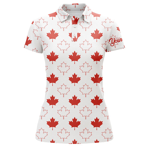 Women golf polo shirt Red Canada maple leaf pattern custom team golf polo shirts, ladies golf tops NQS5778