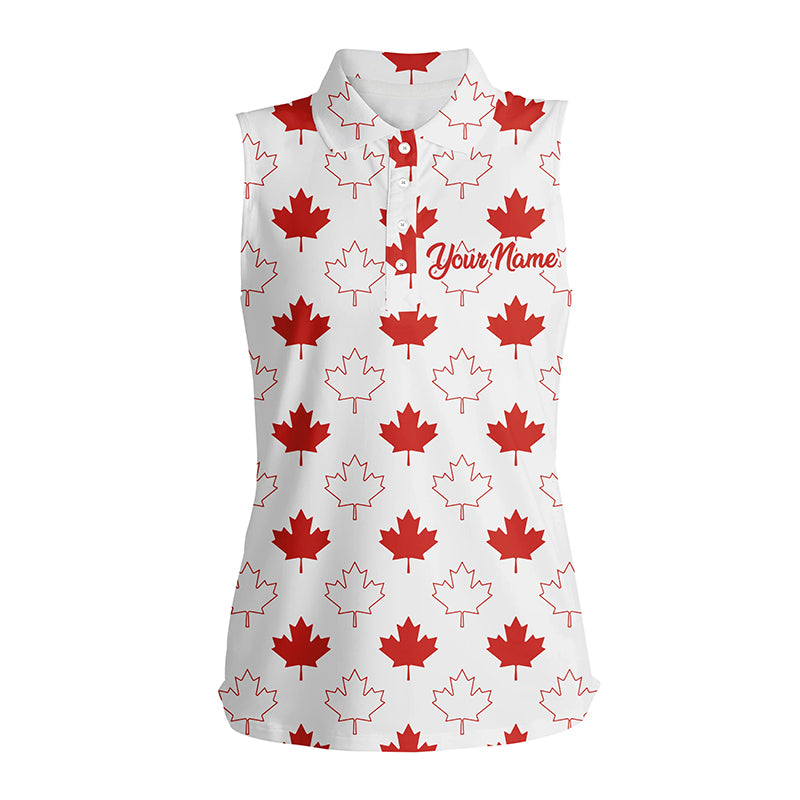 Womens sleeveless polo shirt Red Canada maple leaf pattern custom team golf polo shirts, golf tops NQS5778