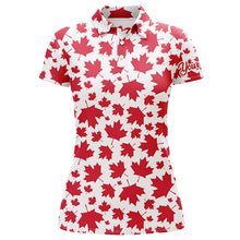 Load image into Gallery viewer, Women golf polo shirt Red Canada maple leaf pattern custom team golf polo shirts, patriot golf tops NQS5779