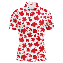 Load image into Gallery viewer, Mens golf polo shirts Red Canada maple leaf pattern custom team golf polo shirts, patriot golf tops NQS5779