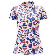 Load image into Gallery viewer, Women golf polo shirts USA independence day pattern custom patriot team golf polo shirts NQS5780