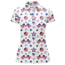 Load image into Gallery viewer, Women golf polo shirts American flag independence day pattern custom patriot team golf shirts NQS5781