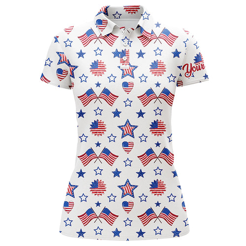 Women golf polo shirts American flag independence day pattern custom patriot team golf shirts NQS5781