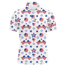 Load image into Gallery viewer, Mens golf polo shirts American flag independence day pattern custom patriot team golf shirts NQS5781