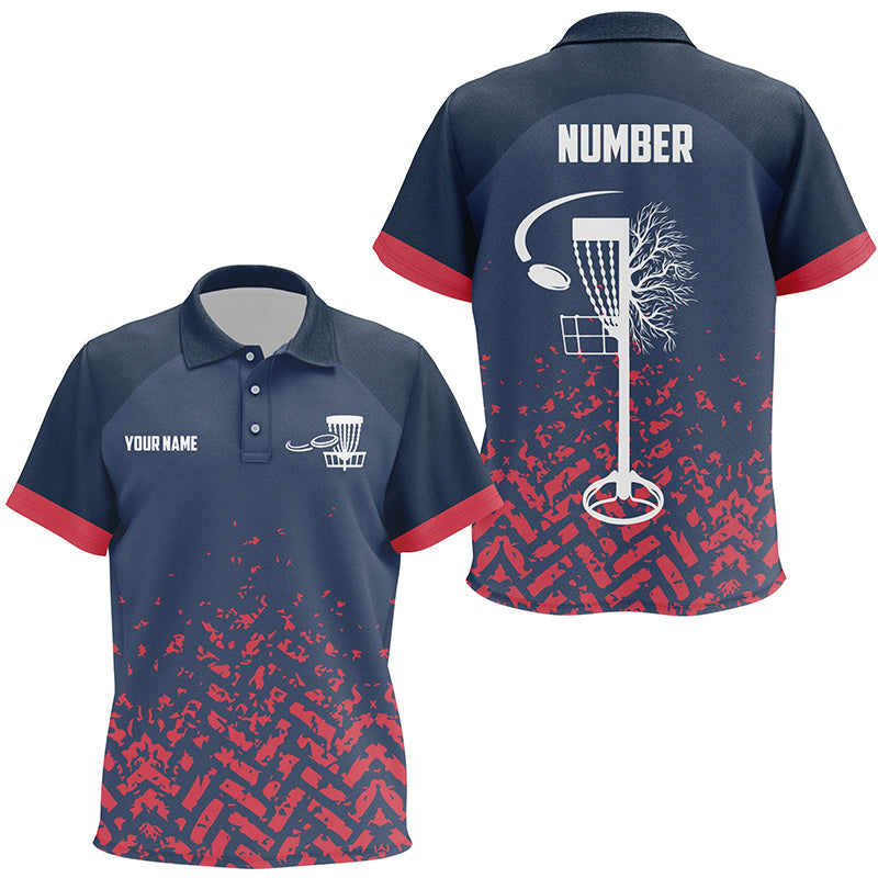 Blue and Red camo Kid Disc golf polo shirts custom disc golf basket jerseys for team NQS7864