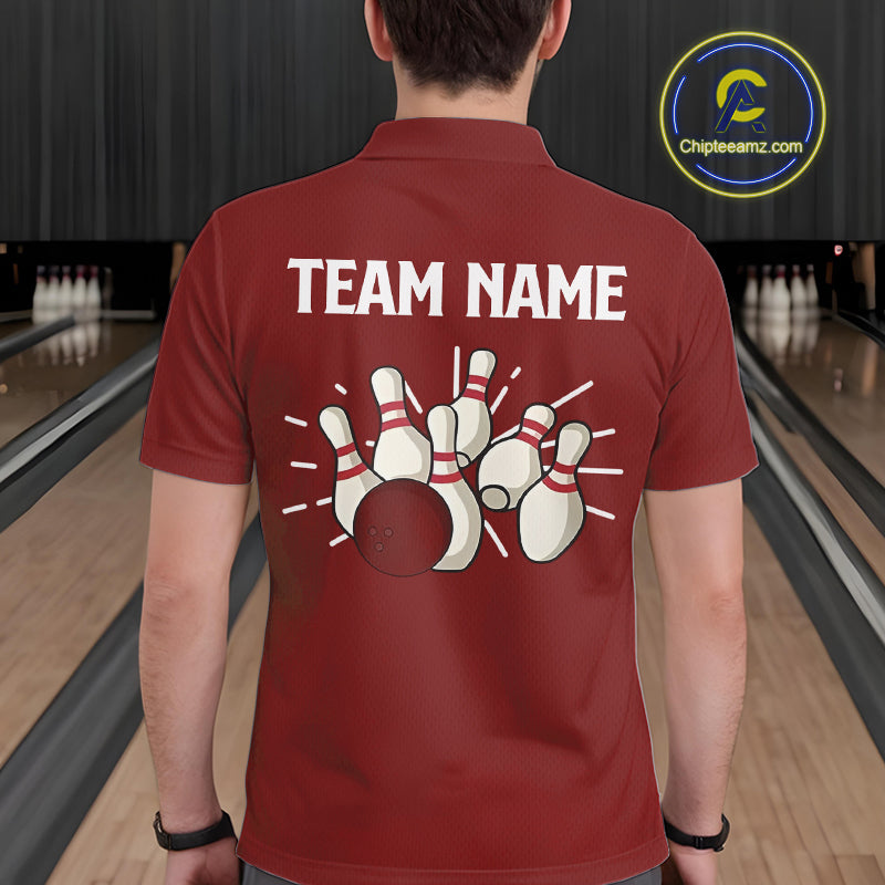Retro Red argyle pattern Bowling shirts For Men custom bowling team jerseys Bowler Outfits NQS10151