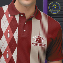 Load image into Gallery viewer, Retro Blue argyle pattern Bowling shirts For Men custom bowling team jerseys Bowler Outfits NQS10151