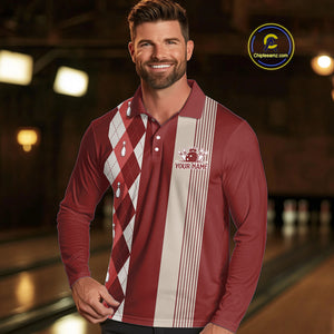 Retro Blue argyle pattern Bowling shirts For Men custom bowling team jerseys Bowler Outfits NQS10151