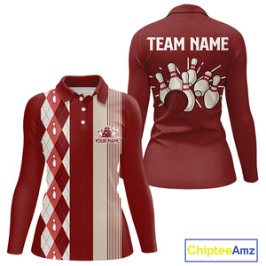 Retro Blue argyle pattern Bowling shirts For Women custom bowling team jerseys Bowler Outfits NQS10151