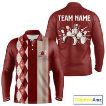 Load image into Gallery viewer, Retro Blue argyle pattern Bowling shirts For Men custom bowling team jerseys Bowler Outfits NQS10151