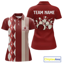 Load image into Gallery viewer, Retro Blue argyle pattern Bowling shirts For Women custom bowling team jerseys Bowler Outfits NQS10151