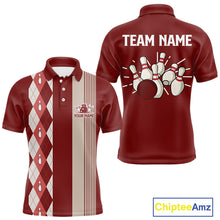 Load image into Gallery viewer, Retro Blue argyle pattern Bowling shirts For Men custom bowling team jerseys Bowler Outfits NQS10151