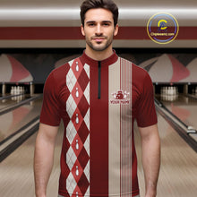 Load image into Gallery viewer, Retro Blue argyle pattern Bowling shirts For Men custom bowling team jerseys Bowler Outfits NQS10151