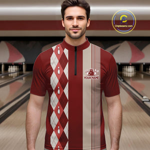 Retro Blue argyle pattern Bowling shirts For Men custom bowling team jerseys Bowler Outfits NQS10151