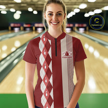 Load image into Gallery viewer, Retro Blue argyle pattern Bowling shirts For Women custom bowling team jerseys Bowler Outfits NQS10151