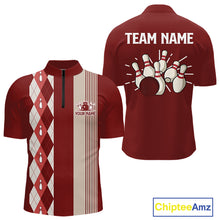Load image into Gallery viewer, Retro Blue argyle pattern Bowling shirts For Men custom bowling team jerseys Bowler Outfits NQS10151
