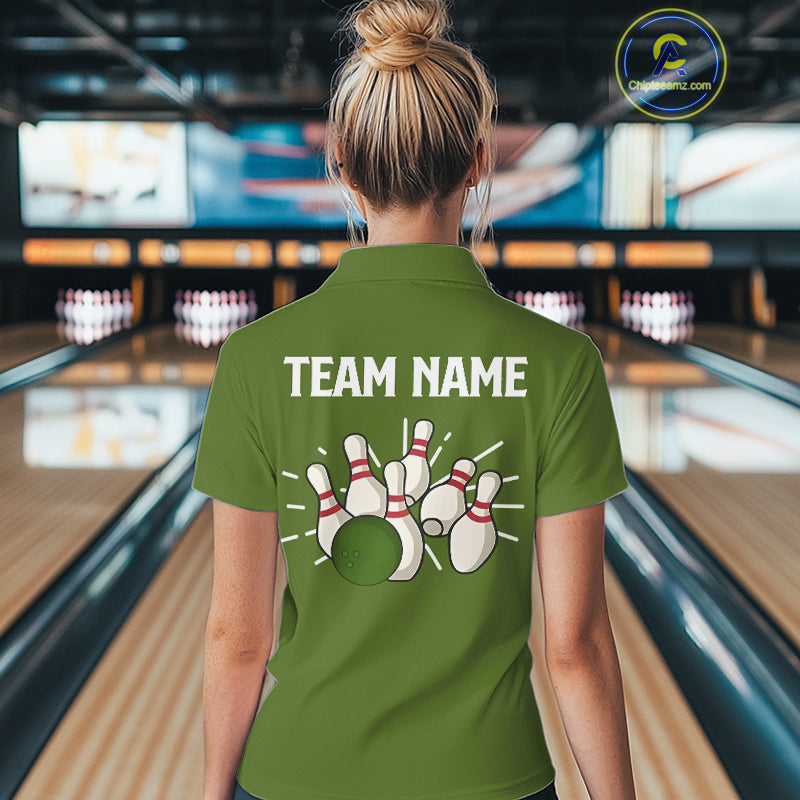 Retro Green argyle pattern Bowling shirts For Women custom bowling team jerseys Bowler Outfits NQS10152