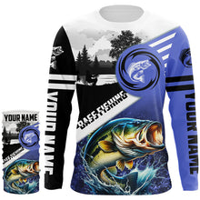 Load image into Gallery viewer, Largemouth Bass Fishing Blue performance fishing shirt UV protection custom name long sleeves NQS2121