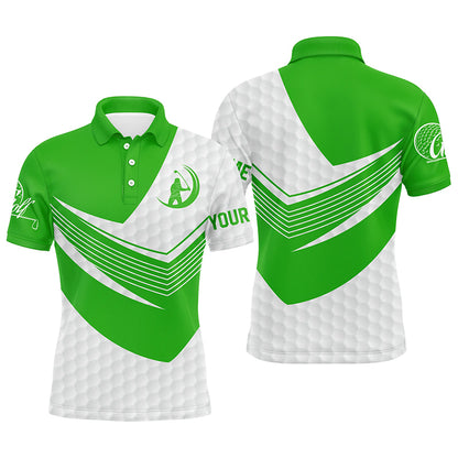 Green and White golf shirt custom name short sleeve, long sleeve golf polos for mens, golfing gifts NQS5980