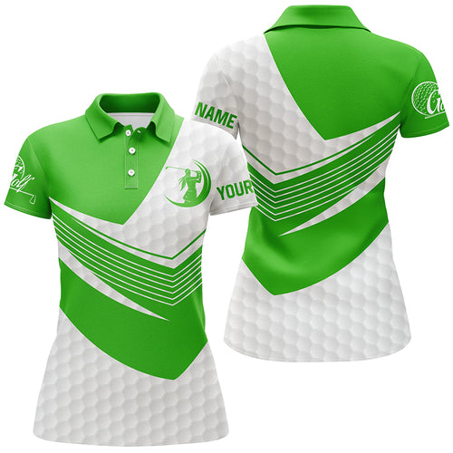 Green and White golf shirt custom short sleeve, long sleeve golf polos for womens, golf gift for women NQS5980