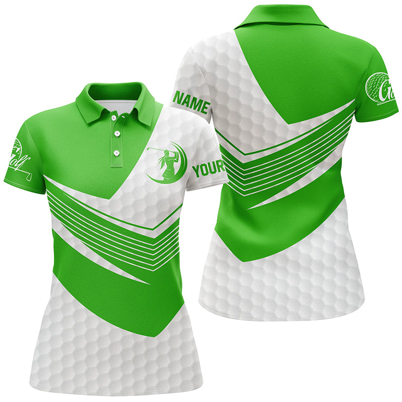 Green and White golf shirt custom short sleeve, long sleeve golf polos for womens, golf gift for women NQS5980