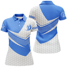 Load image into Gallery viewer, Blue and White golf shirt custom short sleeve, long sleeve golf polos for womens, golf gift for women NQS5981