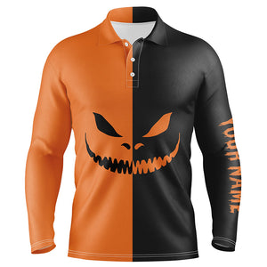 Funny Mens golf polo shirts Halloween Grimace custom black and orange Halloween mens golf wears NQS6164