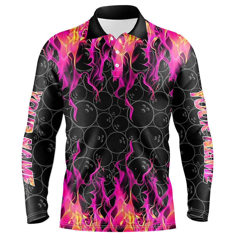 Black and Pink Flame camo Men bowling shirts Custom Flame Bowling Shirt Team Bowling Jersey NQS8304