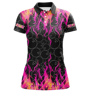 Black and Pink Flame camo Womens bowling shirts Custom Flame Bowling Shirt Team Bowling Jersey NQS8304