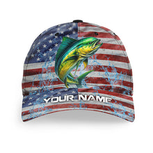 Load image into Gallery viewer, American flag patriot Mahi mahi Fishing Baseball Angler Hat Cap, Personalized Dorado Fishing Gifts NQS8296