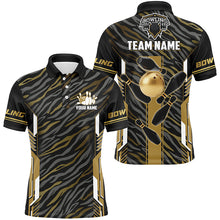 Load image into Gallery viewer, Black And Gold zebra pattern Bowling Shirts For Men, Personalized Bowling Team Jerseys Bowler Outfit NQS8300