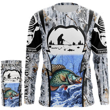 Load image into Gallery viewer, Winter crappie Ice fishing camo Customize name Performance Long Sleeve fishing shirts for men, women NQS1012